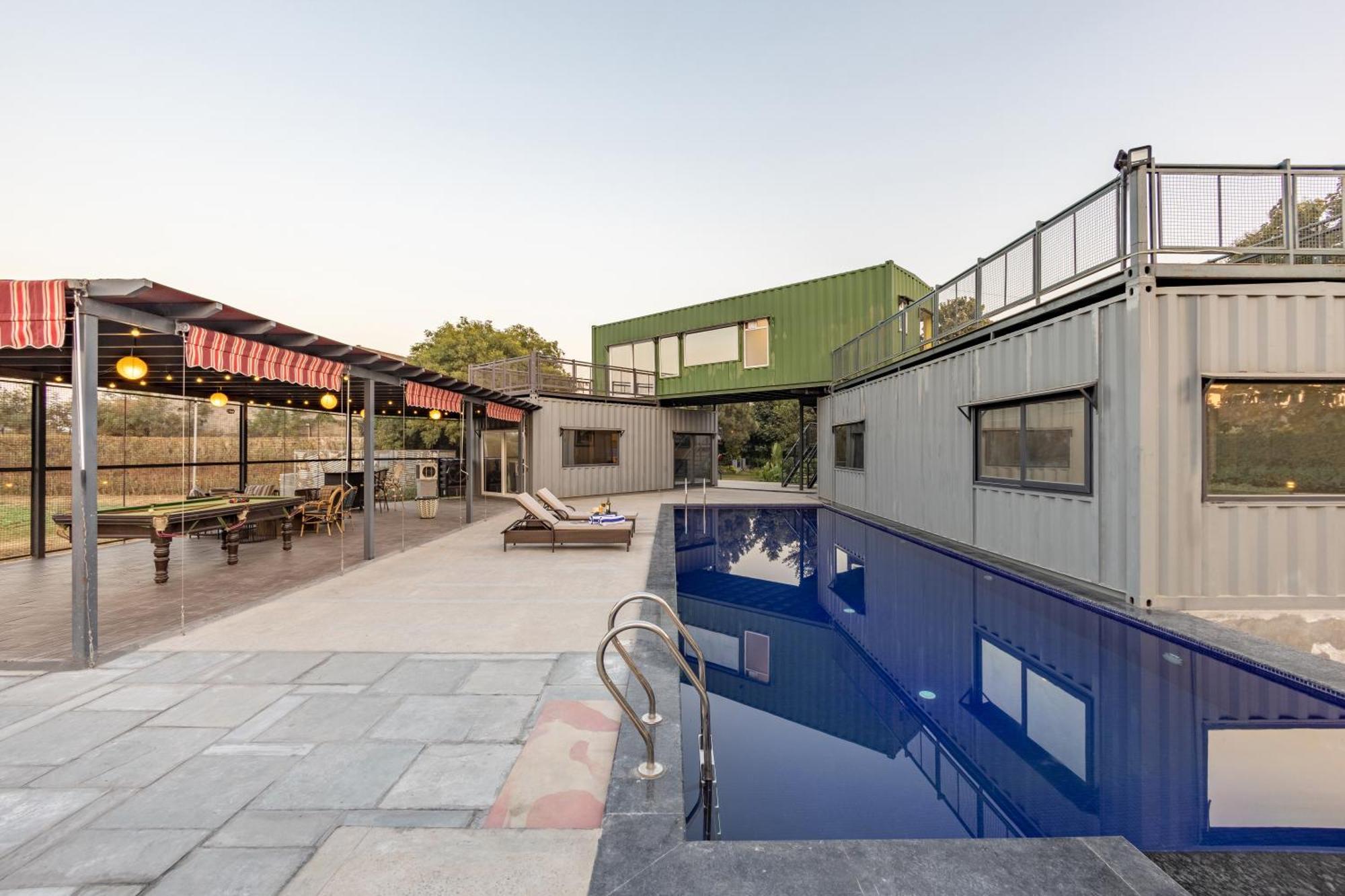 Elivaas Hidden Oasis 4Bhk With Pool, Mud House & Container House Villa Dhauj Exterior photo
