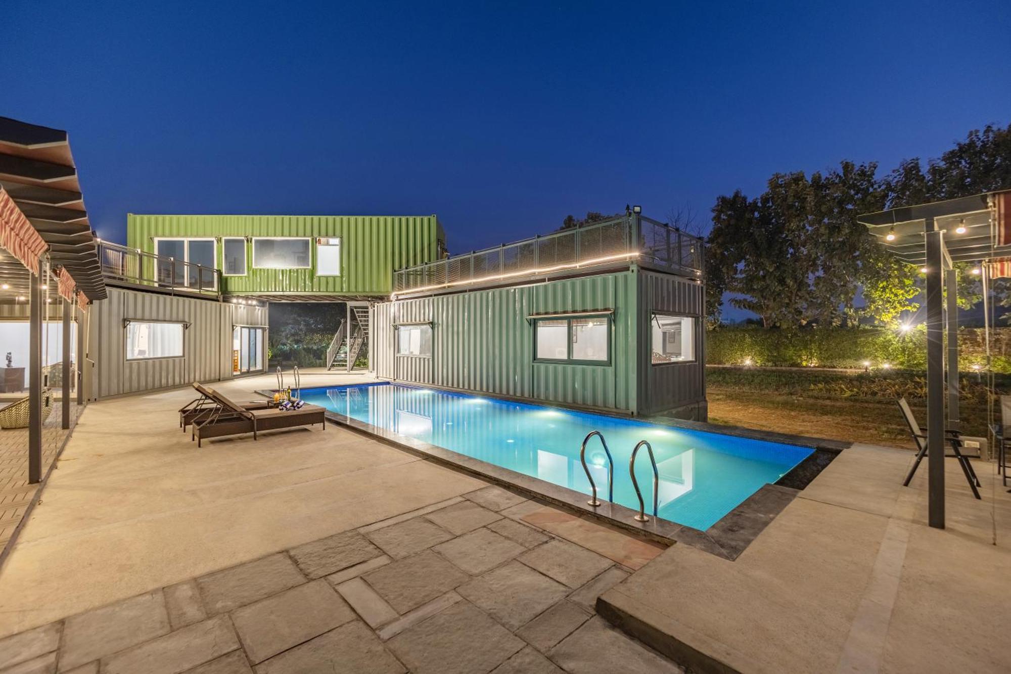 Elivaas Hidden Oasis 4Bhk With Pool, Mud House & Container House Villa Dhauj Exterior photo