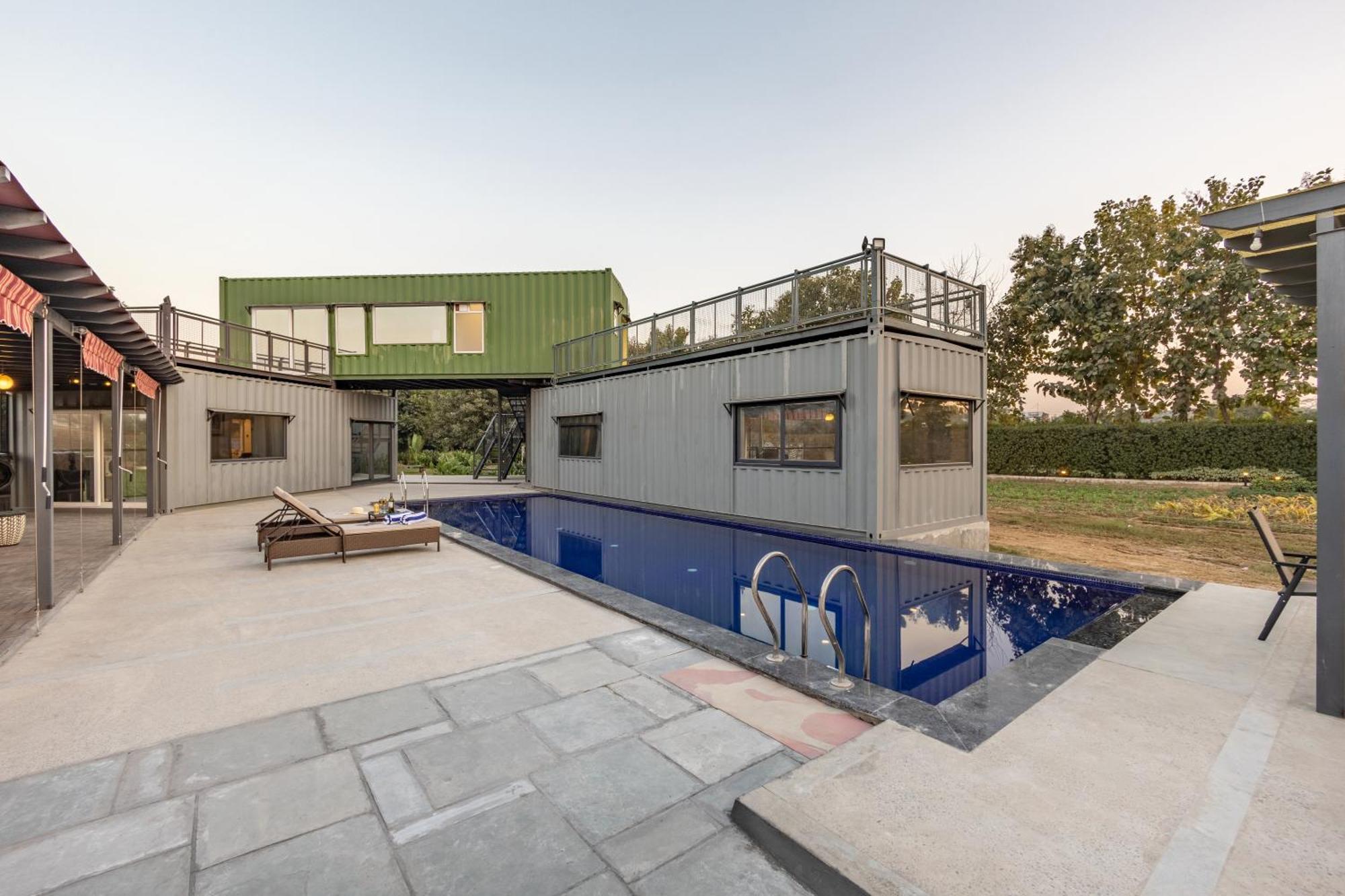 Elivaas Hidden Oasis 4Bhk With Pool, Mud House & Container House Villa Dhauj Exterior photo