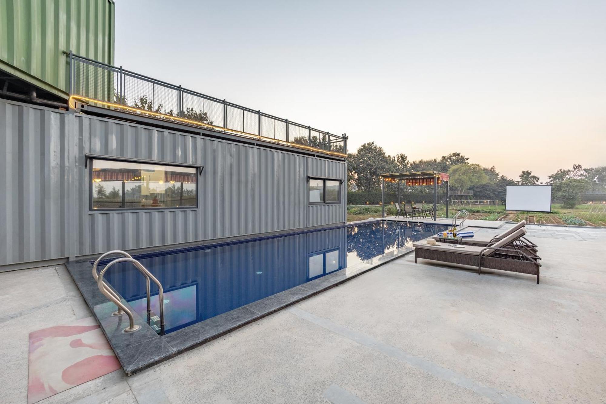 Elivaas Hidden Oasis 4Bhk With Pool, Mud House & Container House Villa Dhauj Exterior photo
